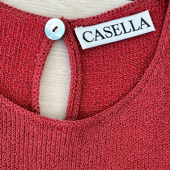 CASELLA Rust Stretch Knit Wool/Rayon Sleeveless Tank Top XL / Modern Minimalist - Picture 12 of 13